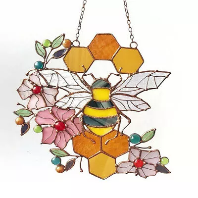 Buy High Stained Glass Suncatcher Bee Window Panel Hanging Decoration Ornaments* • 10.63£