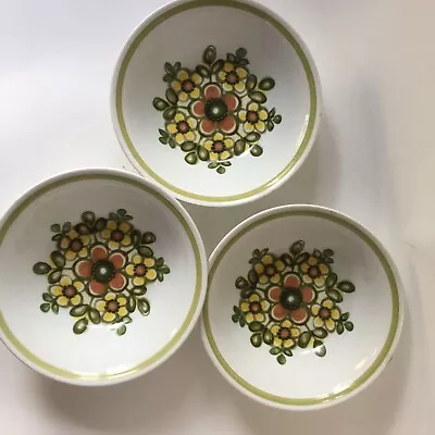 Buy Myott Bowl Mirage Lot 3 Ironstone Ware Ceramic England Floral Green Yellow MCM • 18.63£