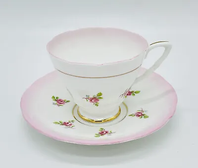 Buy Royal Stafford Teacup & Saucer Bone China Made In England Pink Roses PRISTINE • 17.71£