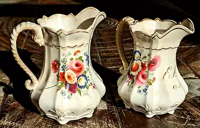 Buy Rare Pair Victorian 19th Century English Porcelain Commemorative Memorial Jugs • 135£