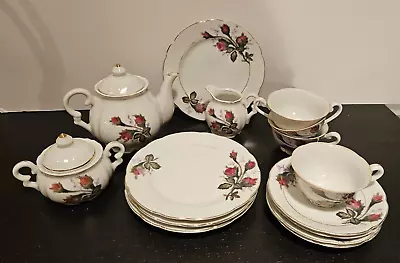 Buy Vintage 15 Pc Tea Set For 4 Rose Pattern W/ Gold Trim Big Kid's Japanese Roses • 12.45£