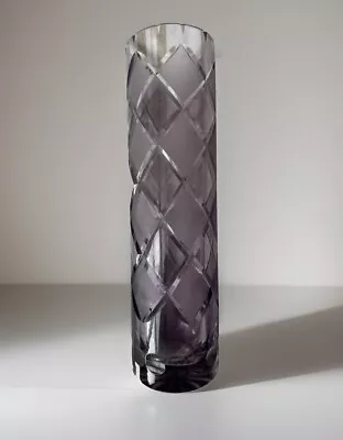 Buy Vintage Purple Diamond Cut Glass Vase. Thick Cut Glass. • 20£