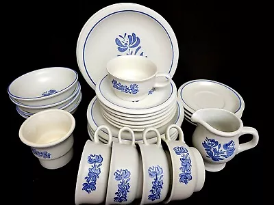 Buy Vtg Pfaltzgraff Yorktowne Blue Dinnerware 24 Pieces Lunch Place Setting For 4 • 52.18£