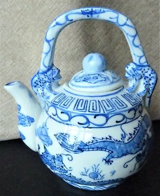 Buy Porcelain Blue & White Dragon 7.25  Teapot - Marked Made In China • 10.06£