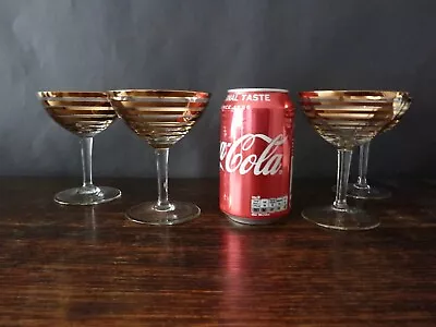 Buy 4x Vintage Bohemia Glass Gilded Martini Cocktail Champagne Glasses H11,3cm • 43£