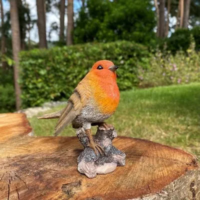 Buy Robin On A Tree Stump Garden Ornament Resin Bird Sculpture Figurine • 9.99£