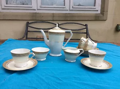 Buy Porcelain Noritake Coffee Set X 4 Cups And Saucers, Coffee Pot, Jug & Sugar Bowl • 18£