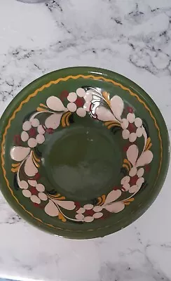 Buy Vintage Swiss Redware Slipware Green Pottery Bowl • 20£