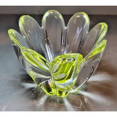 Buy VTG Beautiful Orrefors Crystal Mayflower Glass “Daisy” Bowl, Lime Green, Signed • 55.91£