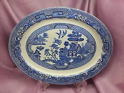 Buy Antique Woods & Sons Blue Willow Woods Ware 14  X 11  Platter England • 79.21£