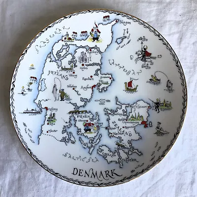Buy Map Of Denmark On Tuscan Bone China Plate Made In England. Excellent Condition. • 10£