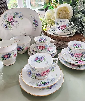 Buy Vintage Crown Staffordshire Bone China Floral Tea Set 15 Items • 49.99£