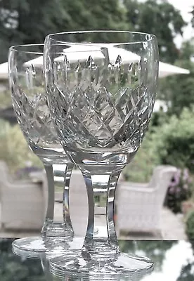 Buy Pair BRIERLEY Lead Crystal GAINSBOROUGH Cut Facet Stem Wine Water Goblets 250 Ml • 20£