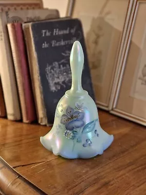 Buy Vintage Fenton Opalescent Glass Hand Painted Sea Mist Foam Bell Signed C. Smith • 84.99£