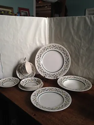 Buy Mid Century Modern Almond Willow By Royal Doulton Dinnerware 8 Pc Place Setting • 13.98£