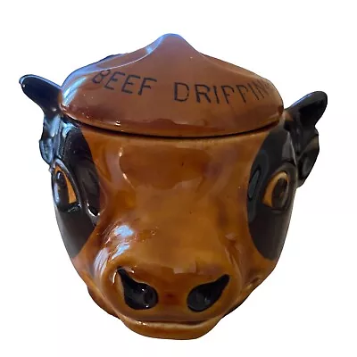 Buy Vintage Szeiler Studio Pottery Beef Dripping Cow Pot With Lid Brown Ceramic Farm • 6.99£
