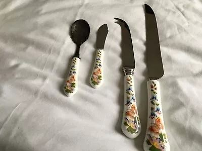 Buy Aynsley Cottage Garden 3 Knifes And Spoon  ( Never Used Kept Behind Glass ) • 8.99£