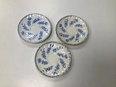 Buy Sarreguemines France White & Blue Floral Saucers Set Of 3 • 12£