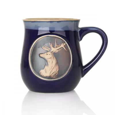 Buy Highland Stag Stoneware Mug - Scottish Deer Ceramic Mug - Blue • 18.62£