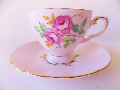 Buy Tuscan Fine English Bone China Pink Cup And Saucer Hand Painted Pink Roses Nice • 62.91£