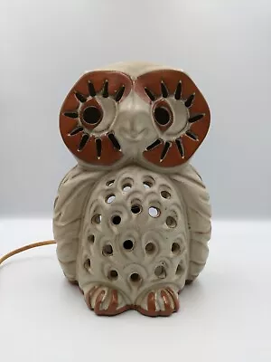 Buy Vtg Retro Shelf (Tremar) Studio Pottery OWL Pierced Stoneware Table Lamp Rare • 39.99£