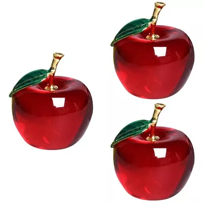 Buy  3pcs Crystal Apples Ornament Decorative Apples Decor Artificial Apples Craft • 26.38£