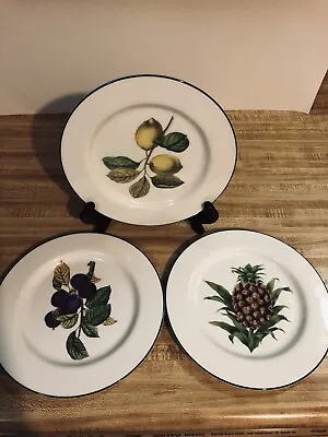 Buy 3 ROYAL VALE 9.25 Luncheon Accent Salad Plates Fruit Center Green Trim England • 33.55£