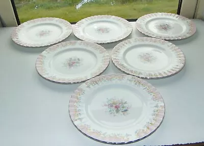 Buy Royal Albert Fine China Serenity Pattern 6 X Dessert Plates  C1970s Pink Floral • 30£