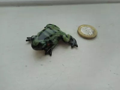 Buy Frog - Beautiful - Detailed Colourful Miniature  Pottery Olive Green, Black Frog • 3.50£