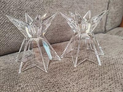 Buy Crystal Star Tapered Candle Holder Clear Glass X2 • 9£