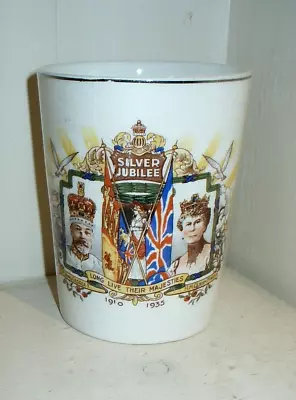 Buy George V & Queen Mary Silver Jubilee 1910-1935 Pottery Beaker • 2.50£