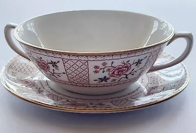 Buy Royal Crown Derby Lucienne Soup Bowl And Saucer English Bone China • 85£