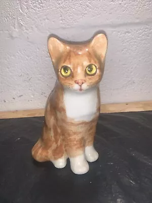 Buy Jenny Winstanley Pottery Ginger Cat Size 2 Cathedral Glass Eyes Signed • 59.99£