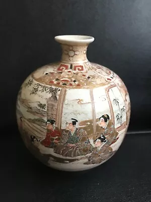 Buy Antique, Japanese Satsuma Vase Gilt Porcelain Hand-Painted. 13 Cm High. • 34.99£