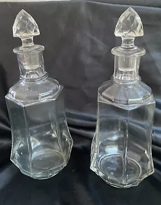 Buy Pair Of Vintage Glass Decanters  For Port, Sherry Whiskey Gin X 2 • 13.49£