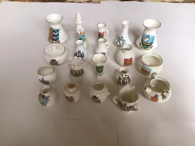 Buy 19x CRESTED SOUVENIR CHINA VASES OF LOCATIONS AROUND THE UK, WH GOSS ETC. • 38£