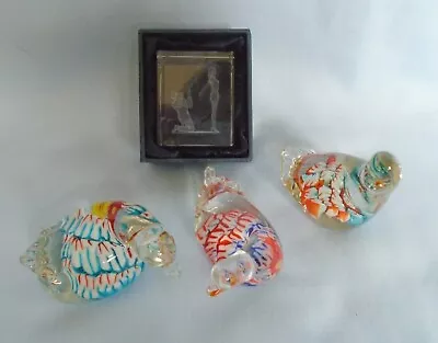 Buy 4 Glass Paperweights Boxed Im Sorry & 3 Small Multi Coloured Birds / Ducks • 14.99£