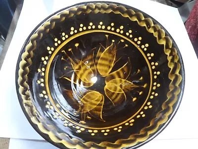 Buy  MARTIN PETTINGER-Somerset-terracota-STUDIO POTTERY BOWL-8.5  DIA-slipware • 15£