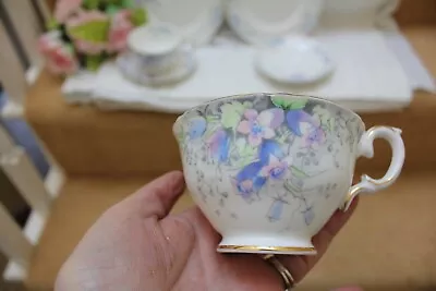 Buy 9738d Vintage Crown Staffordshire Tea Set C1940 Blue Lilac Hand Painted Floral • 35£