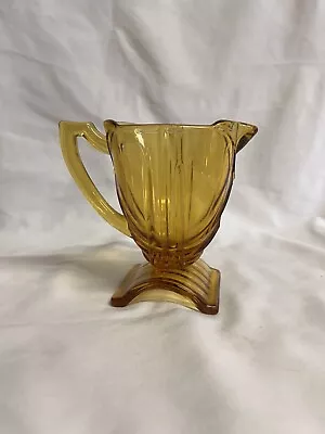 Buy Czech Art Deco Milk Jug Peach/amber 1930s Style Glass Vintage • 15£