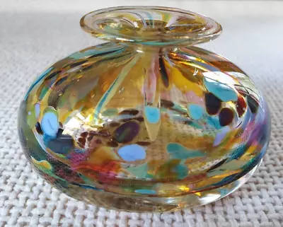 Buy Vintage Mottled Glass Paperweight With Etched Signature • 12.99£