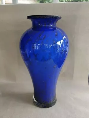 Buy Art Glass Cobalt Blue And Moss Green Large Cased Glass Vase  12.75  Tall • 24£