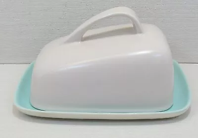 Buy Vintage Poole Pottery Twintone Butter Cheese Dish Grey & Ice Green • 19.99£