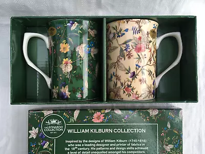 Buy Leonardo Collection - William Kilburn Boxed Set 2 Fine China Coffee Mugs Flowers • 14.95£