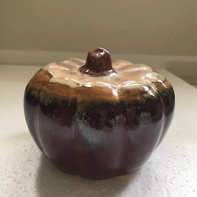 Buy Pumpkin Pottery Drip Glaze Glossy 8  Medium Fall Art Decor Excellent Condition • 18.64£