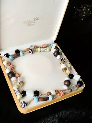 Buy Necklace Hand Knotted Ceramic/glass/wood Multi-various/bead Lagenlook Boho Chic • 5.50£
