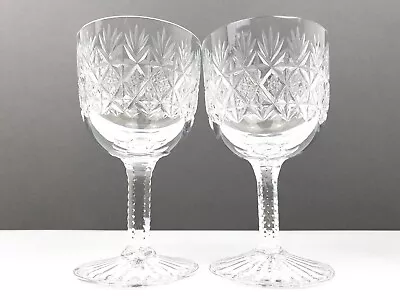 Buy 2 X Thomas Webb Crystal  WELLINGTON  Hock Small Wine Glass - 12 Cm (4.7 ) Signed • 16.99£