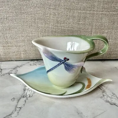 Buy Retired Franz Porcelain FZ00028 Jen Woo Design Dragonfly Cup & Saucer Set • 69.89£