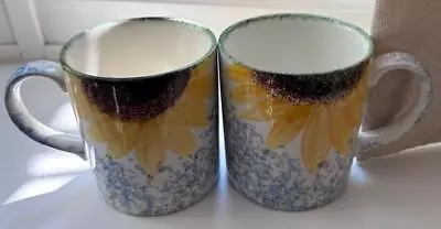 Buy Poole Pottery Vincent Sunflower 2 Straight Sided Tea / Coffee Mugs. • 19.50£