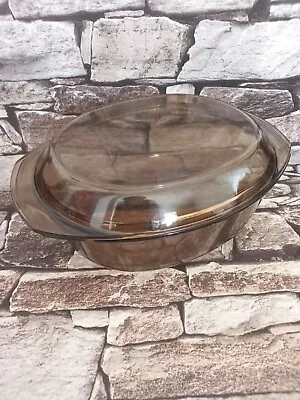 Buy Arcopal Smoked Brown Glass Casserole Dish With Lid Corning Pyrex Style Kitchen • 10.99£